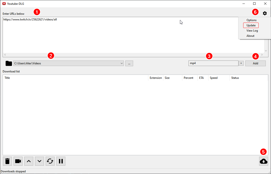 Screenshot of youtube-dl-gui